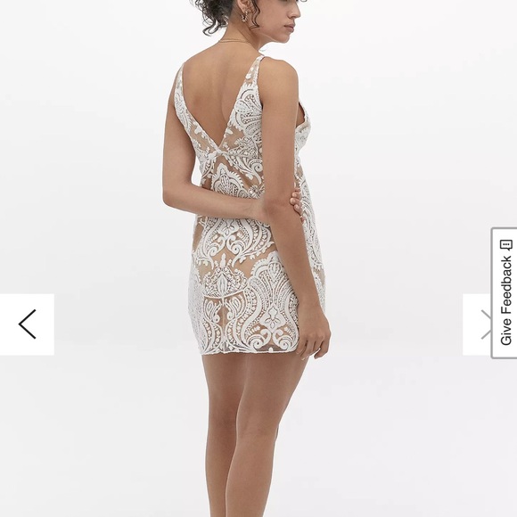 Free People Women's Night Shimmers Lace Sequined Mini Dress in ivory size 2. - Picture 4 of 10
